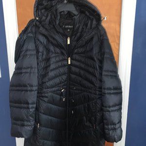 Ellen Tracy Long Packable Down Hooded Jacket